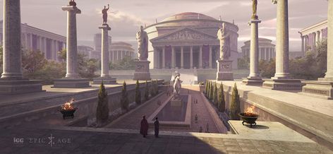 ArtStation - Rome civilization Ancient Rome Fantasy Art, Greek Buildings, Anime Land, Sci Fi Tank, Ancient Greek City, Building Aesthetic, Roman City, Fantasy Concept, Royal Aesthetic