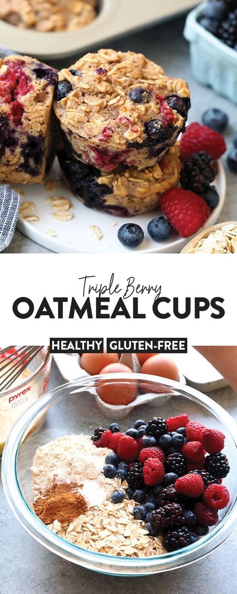 Healthy Breakfast Meals, Berry Baked Oatmeal, Best Oatmeal Recipe, Berry Oatmeal, Baked Oatmeal Recipe, Baked Oatmeal Cups, Healthy Breakfast Muffins, Breakfast Meals, Overnight Oat