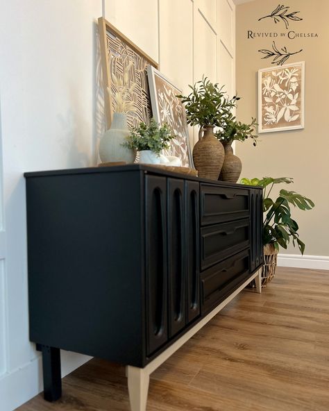 Painted Coal Black by Fusion Mineral Paint. Check out more photos! Mcm Credenza, Fusion Mineral Paint, Mineral Paint, Credenza, Painted Furniture, More Photos, Paint, Furniture, Black