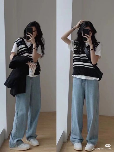 Cute Korean Style Outfits Summer, Simple Everyday Outfits Winter, Mid Size Outfits Aesthetic, Korean Street Fashion Women, Neat Outfits, Neat Casual Outfits, Outfit Korean Style, Simple Style Outfits, Casual College Outfits