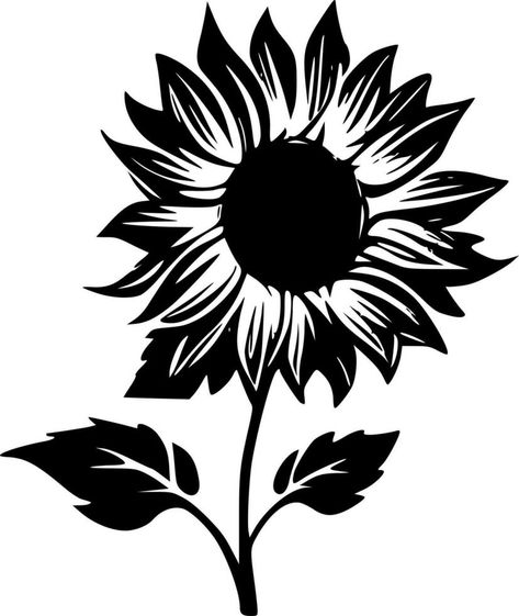 Sunflower - Minimalist and Flat Logo - Vector illustration Sunflower Illustration Black And White, Sunflower Minimalist, Sunflower Logo, Sunflower Black And White, Sunflower Illustration, Illustration Black And White, Flat Logo, Illustration Vector, Vector Logo