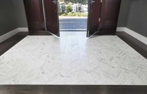 Make a statement in your entryway with our Just Design program. Select from several color options to customize any of the designs within the program to match your style. http://justdesign.arizonatile.com?_ga=2.151896633.1462908675.1511186935-984873647.1504808855 #design #justdesign #custom #customize #interiordesign Foyer Tile Ideas, Entryway Tile Floor, Limestone Floor Tiles, Entryway Tile, Foyer Flooring, Entry Tile, Entryway Flooring, Gold Tile, Limestone Flooring