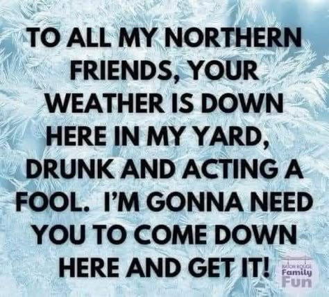 Florida Weather Humor, Cold Weather Funny, Weather Humor, Florida Funny, I Hate Winter, Southern Belle Secrets, Southern Humor, Winter Humor, Funny Weather