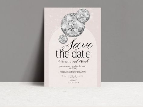 Disco Ball Save the Date Template Glitter Ball Printable - Etsy Australia Disco Wedding Save The Date, Ball Printable, Sabe The Date, Disco Ball Wedding, Glitter Ball, Ball Wedding, Save The Date Template, Paperless Post, Save The Date Templates