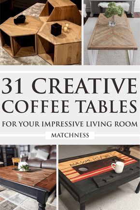 31 Creative Coffee Tables for Your Impressive Living Room - Matchness.com Padded Coffee Table, Wooden Pallet Coffee Table, Kitchen Decor Ideas Diy, Pallet Coffee Table Diy, Square Wooden Coffee Table, Wood Coffee Table Design, Functional Coffee Table, Kitchen Decor Diy, Room Decor Gray