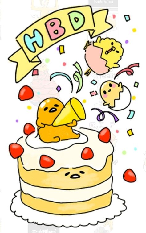 Gudetama Birthday, Egg Gudetama, Gudetama Sanrio, Wish Me Mell, Lazy Egg, S Drawing, Drawing Hair Tutorial, Drawing Hair, Cute Birthday Cakes