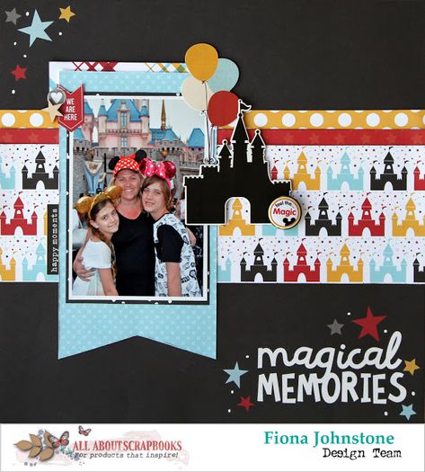 Magical Memories with Simple Stories & Echo Park by Fiona Johnstone, a post from the blog All About Scrapbooks Australia on Bloglovin’ Disney Cricut Scrapbook Ideas, Disney Castle Scrapbook Layout, Disney World Scrapbook Ideas, Disney Scrapbook Ideas, Echo Park Layouts, Castle Inspiration, Scrapbook Generation, Scrapbook Disney, Disney Layouts