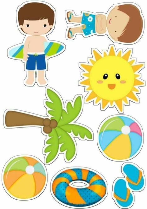 Summer Party Cake, Pool Party Cake, Fishing Theme Birthday, Pool Party Cakes, Pool Cake, Diy Cake Topper Birthday, Beach Themed Crafts, Pool Party Kids, Tropical Birthday Party