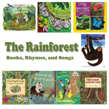 Rainforest books, songs, and rhymes for preschool and kindergarten Rainforest Song, Dinosaur Rhymes, Rainforest Preschool, Rainforest Home, Christmas Story Books, Forest Resources, Pirate Books, Dinosaurs Preschool, Animal Movement