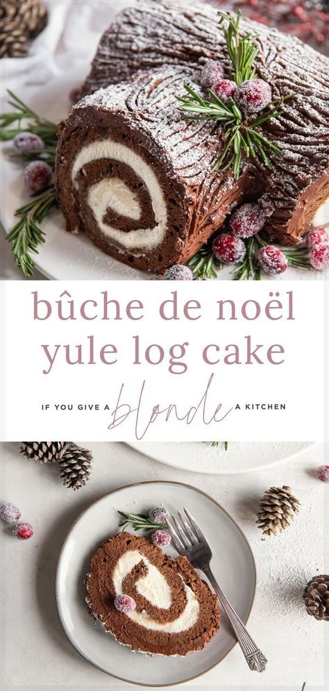 I’m so excited to share with you this traditional Christmas cake! A yule log cake, also known as a bûche de noël, is assembled and decorated to resemble a log. It makes for a showstopper dessert at Christmas and tastes as good as it looks! Swiss Cake Roll, Yule Log Cake Recipe, Yule Log Recipe, Showstopper Dessert, Swiss Cake, Traditional Christmas Cake, Chocolate Yule Log, Powdered Food Coloring, Yule Log Cake