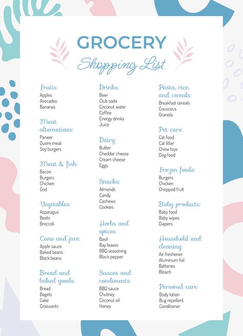 Family Grocery List, Google Docs Templates, Master Grocery List, Free Grocery List, Meal Plan Grocery List, Grocery List Template, Bbq Seasoning, Docs Templates, Free Groceries