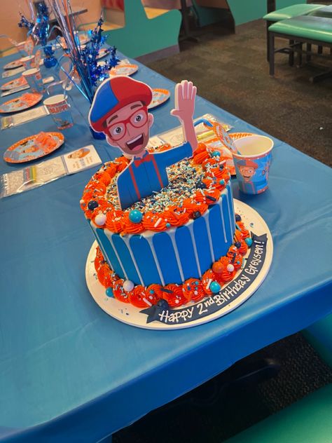 Blippi Birthday Cake Buttercream, Simple Blippi Cake, Blippi Birthday Cake, Blippi Party, Toddler Birthday Cakes, Transportation Birthday Party, Transportation Birthday, Boy Birthday Party Themes