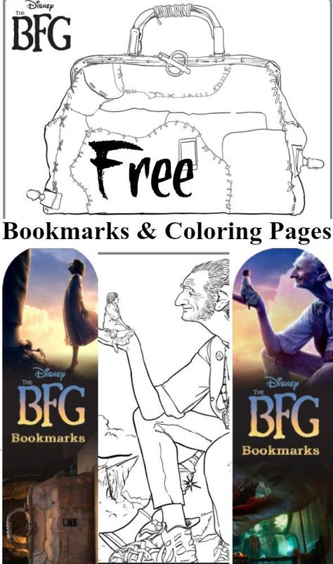 FREE Disney's the BFG Movie Printable Bookmarks, Coloring Pages, a word search, maze and MORE! Such a great book! #disney #reading #books #literacy #freeprintable #printable #bfg #diy #color #coloringpage #art Bfg Craft, Bfg Book, Bfg Party, Bfg Activities, The Big Friendly Giant, Bfg Movie, Ronald Dahl, Talk 4 Writing, Bookmarks Coloring