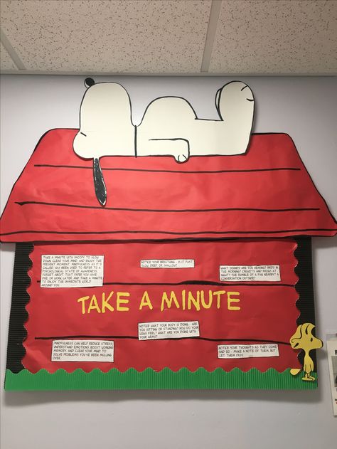 Cartoon Board Ideas, Charlie Brown Ra Bulletin Board, Peanuts Ra Theme, Snoopy Ra Bulletin Board, Snoopy Ra Board, Cartoon Bulletin Board Ideas, Snoopy Door Decs, Snoopy Themed Classroom, Charlie Brown Bulletin Board Ideas