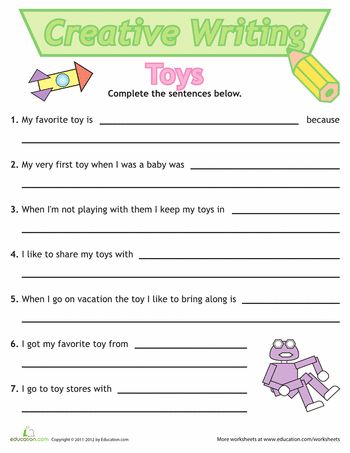 Worksheets: Sentence Writing: Toys Sentence Writing Worksheets, Toys Topic, Writing Sentences Worksheets, Creative Writing Worksheets, Writing Sentences, 1st Grade Writing, First Grade Writing, Practice Writing, Word Sentences