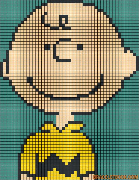 Charlie Brown Peanuts perler bead pattern Knitting Motifs, Character Blankets, Christmas Challenge, Pixel Pattern, Cross Stitch Baby, Pixel Art Pattern, Bead Pattern, 자수 디자인, Bead Loom Patterns