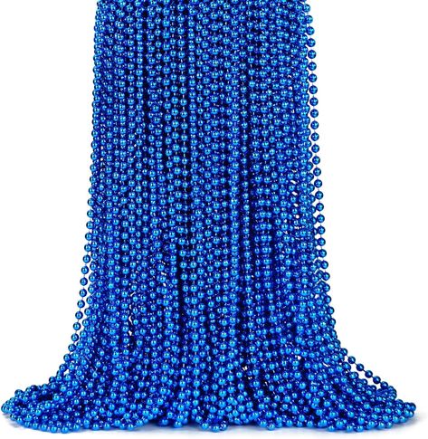 Amazon.com: ZYFLSQ 100 Pcs 33" 7mm Metallic Blue Beads Necklaces, Bulk Mardi Gras Beaded Necklaces, Party Beads Costume Necklaces : Toys & Games New Year's Decorations, Carnival Party Favors, Christmas Dress Up, Pirate Theme Party, Mardi Gras Costumes, Mardi Gras Beads, Mardi Gras Party, Costume Necklaces, Pirate Theme