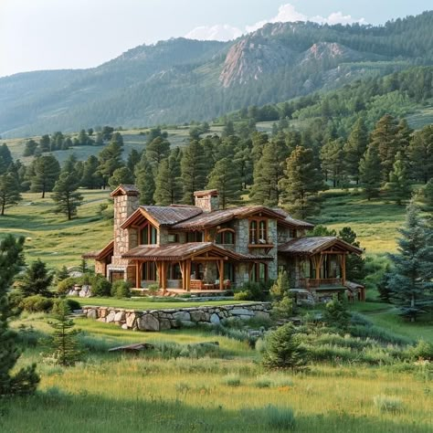 Cave Houses, Big Cabin, Mountain Dream Homes, Mountain Home Exterior, Rustic Cabins, Cowboy Life, Ranch House Exterior, Ali Hazelwood, Home Styles Exterior