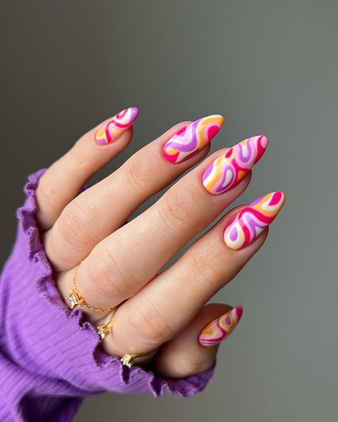 Retro Nails, Cute Nail Art Designs, Short Nails Art, Vibrant Nails, Designs Nail, Nails Desing, Minimalist Nails, Funky Nails, Dope Nails