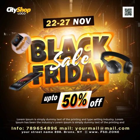 Black Friday sale social media post PSD - PSD Zone Black Friday Sale Ads, Black Friday Sale Design, Black Friday Poster, Black Friday Flyer, Black Friday Sale Flyer, Black Friday Design, Black Friday Sale Banner, Free Psd Flyer Templates, Black Friday Ads