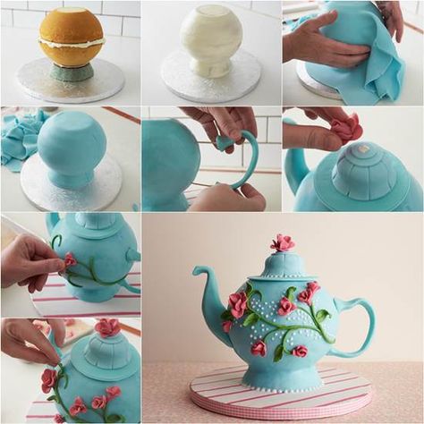 3d Dort, Torte Creative, Teapot Cake, Pot Cakes, Diy Edible, Bridal Tea Party, Torte Cupcake, Mothers Day Cake, Bridal Tea