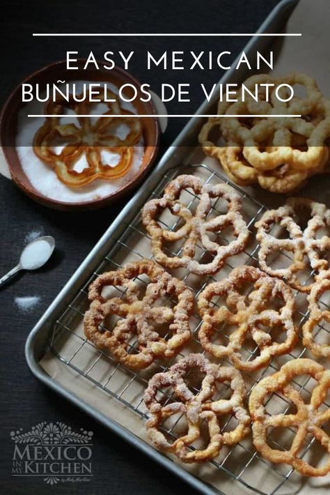 These crispy and airy fritters dusted in sugar are pretty easy to make. They’re a delicious treat for Christmas or any other time of year! #mexicanbuñuelos #mexicanfood #mexicanrecipes #mexicansweets Recipe For Bunuelos, How To Make Buñuelos, Mexican Bunuelos Recipe, Bunuelos Recipe, Holiday Party Desserts, Fritter Recipes, Easy Mexican, Mexican Food Recipes Authentic, Party Desserts