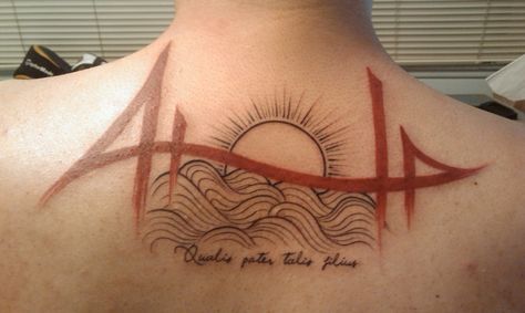 tattoo interpretation of Golden Gate bridge | Tattoo interpr… | Flickr Golden Gate Bridge Tattoo, Bridge Tattoo, California Tattoo, Water Tattoo, Armband Tattoo Design, My Memory, The Golden Gate Bridge, Lip Tattoos, Time Tattoos