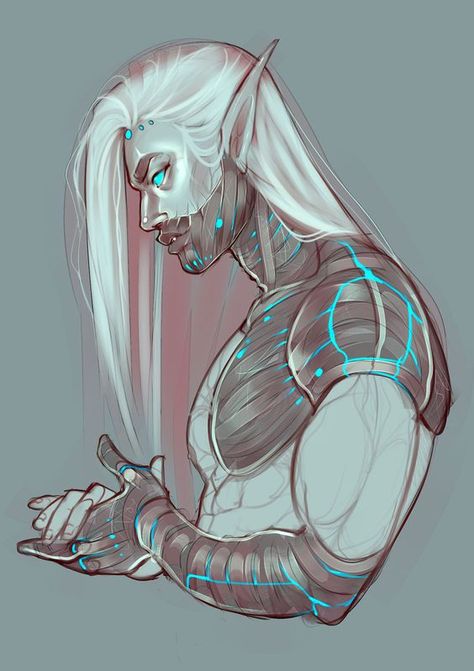 Scifi Character Design, Cyberpunk Male, Sci Fi Character Design, Male Pose, Elf Characters, Cyborgs Art, Elf Art, Alien Character, Fantasy Portraits