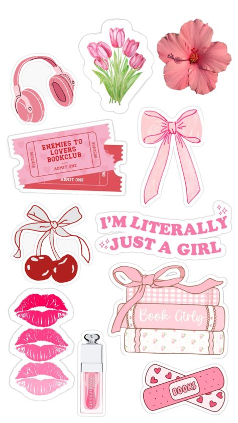 Girly Stickers Printable, Pink Aesthetic Stickers Printable, Stickers Pictures, Girly Stickers, Pink Wallpaper Ipad, Sticker Design Inspiration, Clever Captions For Instagram, Clever Captions, Cute Easy Doodles