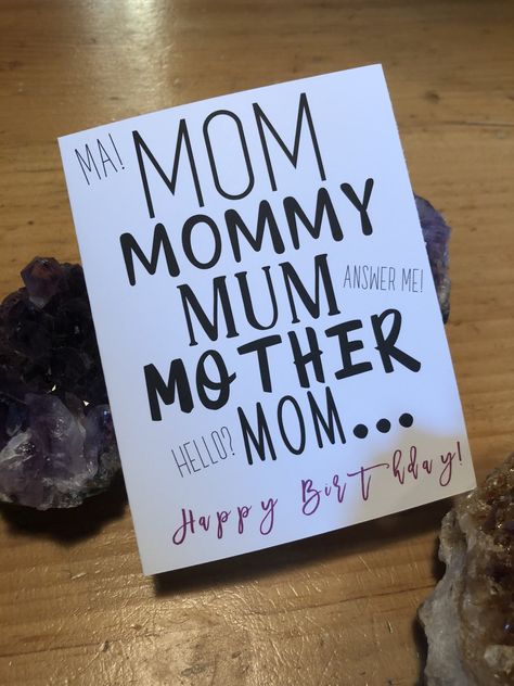 "Funny Mom Birthday Card. This card is printed on high quality 80lb cardstock. This card is blank on the inside. Measures roughly 5 1/4\" x 4\" Comes with a self sealing envelope. Each card and envelope will be placed in a plastic self sealing sleeve. Portions of the profits donated to one of the charities listed in the drop down menu. Look Great & Donate! If you have any questions, please feel to email us! **Colors may vary between online viewing. All monitors display color differently; ple Things To Make For Ur Moms Birthday, Things To Make Mom For Her Birthday, What To Get You Mom For Her Birthday, Stuff To Get Your Mom For Her Birthday, Funny Birthday Cards For Mom Hilarious, Happy Birthday Mom Painting, Homemade Christmas Gifts For Moms, Cards For Mums Birthday, Bday Gifts For Mom From Daughter