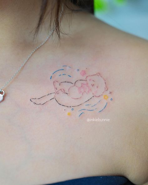 🐰 Sea otter 🦦 . . . . ❌ please do not copy 🏷️ #seaotter #ottertattoo #seaottertattoo #cutetattoo #colortattoo #cutecolortattoo #dallastattooartist #dallastattoo #dfwtattoos #dfwtattooartist #inkiebunnie Cute Otter Tattoo, Otter Tattoo, Dallas Tattoo, Excited To See You, Cute Ideas, Tattoo Illustration, Sea Otter, Your Cute, Piercing Tattoo