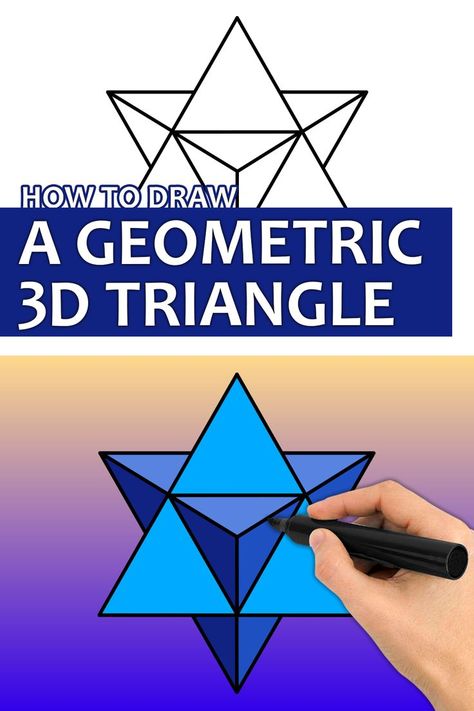 3d Triangle Drawing, Geometric Patterns Drawing, Triangle Drawing, 3d Triangle, Geometric 3d, Easy Drawing Tutorial, Fun Video, Geometric Drawing, Easy Drawings For Kids