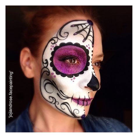 #halloween #sugar #skull www.instagram.com/jojiandrose.facepainting Sugar Skull Facepainting, Catrina Face Paint, Makijaż Sugar Skull, Halloween Maquillaje, Sugar Skull Face Paint, Skull Face Paint, Halloweenský Makeup, Sugar Skull Face, Dead Makeup