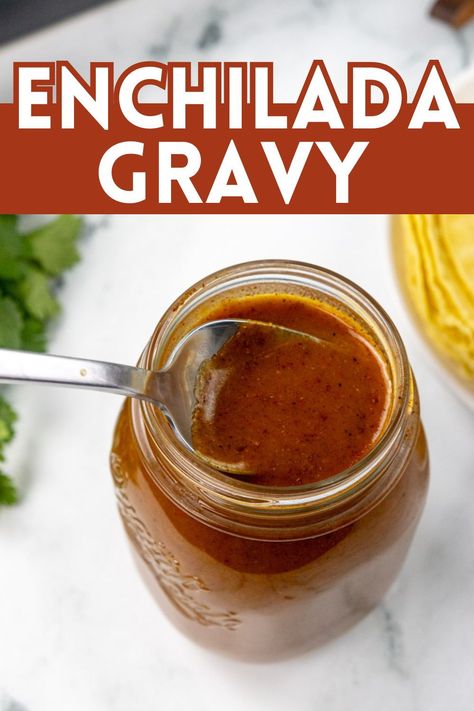 This Tex Mex Enchilada Gravy ( also called enchilada sauce) has made my enchiladas 10x better! This recipe uses simple pantry staples and is ready in under 15 minutes. This homemade sauce is perfect for ground beef and chicken enchiladas. Tex Mex Enchilada Sauce, Tamale Gravy Recipe, Tex Mex Chili Gravy, Enchilada Gravy, Chili Gravy, Tex Mex Chili, Best Enchilada Sauce, Enchilada Sauce Recipe, Mexican Enchiladas