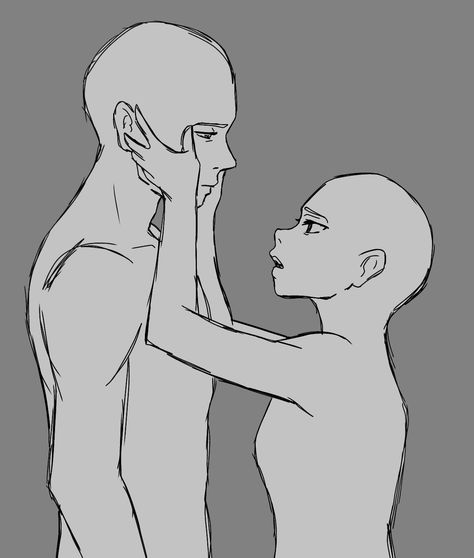 Eye Ship Dynamic, Interaction Poses Drawing Reference, A Couple Drawing Reference, Drawing Base Vampire, Ship Dynamics Art Cute, Face Grab Reference, Mouth Kissing Reference Drawing, Forehead To Forehead Couple Drawing, Sultry Expression Drawing