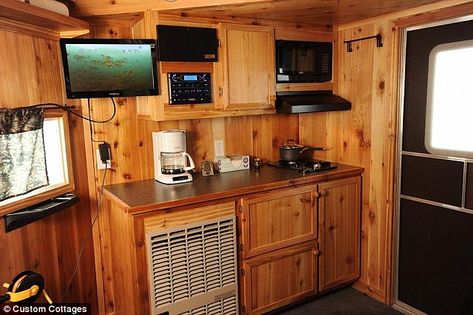 Ice Shack Interior, Ice Fishing Humor, Ice Fishing Shack Plans, Shack Interior, Ice Fishing Diy, Ice Fishing Shanty, Ice Fishing Sled, Ice Hut, Ice Fishing Shack