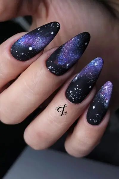 Nails With Stars, Galaxy Nail, Galaxy Nail Art, Unghie Sfumate, Space Nails, Galaxy Nails, Nails Prom, Nails For Kids, Sparkle Nails