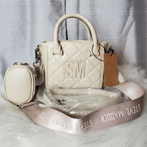 Sm Logo, Leather Strap Bag, Air Pod, Milk Color, Steve Madden Purse, White Crossbody Bag, Brown Crossbody Bag, Black Crossbody Purse, Quilted Crossbody Bag