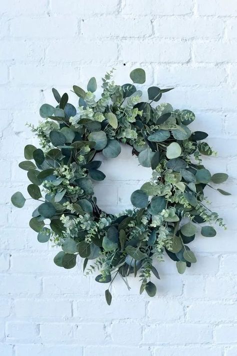 Mixed Eucalyptus, Wreath Greenery, Pinterest Room, Eucalyptus Wreath, Wreath Farmhouse, Green Wreath, Greenery Wreath, Xmas Wreaths, Floral Hoops