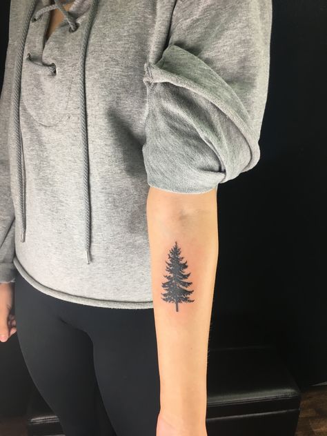 Pine Tree Arm Tattoo Women, Snowmobile Tattoo, Spruce Tattoo, Redwood Tattoo, Evergreen Tree Tattoo, Pine Tattoo, Tree Tattoo Forearm, Tree Tattoo Arm, Dainty Tattoo