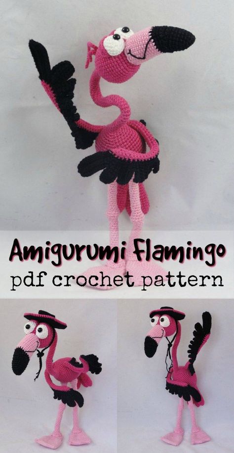 Gotta love this cartoony amigurumi flamingo crochet pattern! Such a fun crocheted toy to make! #crafevangelist Crochet Flamingo Pattern Free, Flamingo Crochet Pattern, Amigurumi Flamingo, Crochet Flamingo, Etsy Knitting Patterns, Crochet Toys Free Patterns, Crochet Toys Free, Crochet Birds, Pola Amigurumi