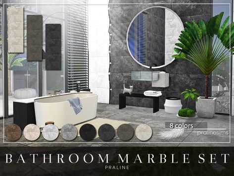 Sims 4 Bathroom, Cc Wallpaper, Organic Modern Bathroom, Marble Walls, Bathroom Mural, Bathroom Marble, Sims Inspiration, Sims 4 Kitchen, Bohemian Wallpaper