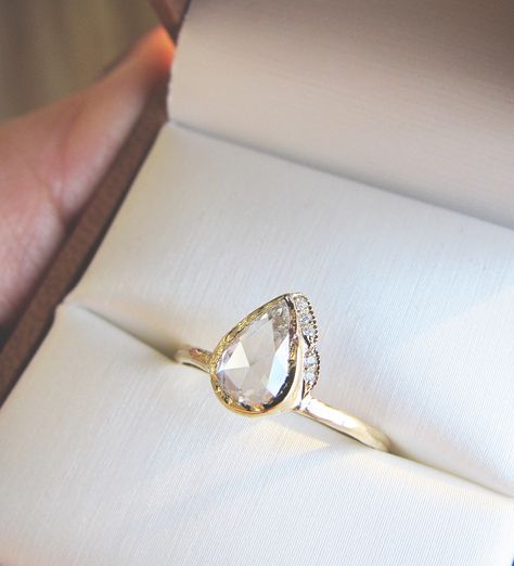 MISA Jewelry on Instagram: “It was such an honor creating this custom Raindrop Ring with a stunning rosecut diamond center for the SWEETEST couple! Swipe left to see…” Misa Jewelry, Raindrop Ring, Sweet Couple, Rain Drops, Rose Cut Diamond, Jewelry Rings, Wedding Rings, Engagement Rings, Ring