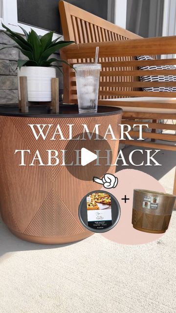 Planter Table Diy, Planter Table Outdoor, Diy Plant Table Outdoor, Walmart Hacks Diy, Outdoor Plant Table, Diy Patio Side Table, Patio Decor On A Budget, Outdoor Table Diy, Walmart Patio Furniture