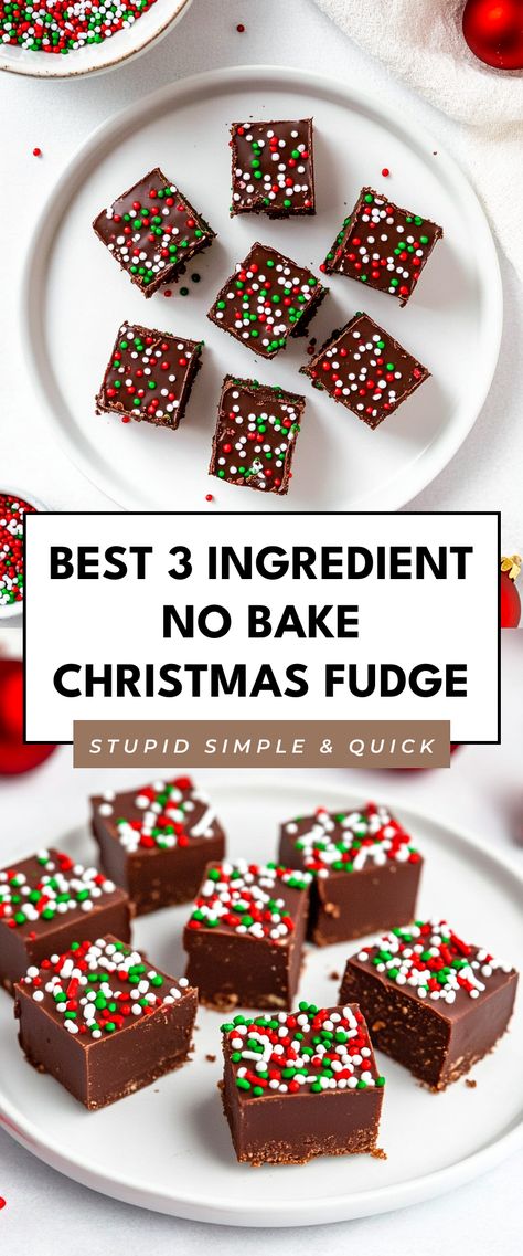 Image for Best 3 Ingredient No Bake Christmas Fudge 3 Minute Fudge, No Bake Fudge, No Bake Christmas, Clematis Varieties, Bake Christmas, Vegan Fudge, Easy Holiday Treats, Christmas Fudge, Christmas Food Desserts