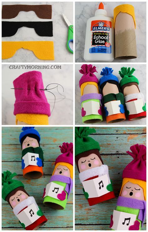 Toilet Paper Roll Christmas Carolers- cute craft for the kids! Craft Paper Wrapping, Christmas Carolers, Toilet Roll Craft, Toilet Paper Crafts, Toilet Paper Roll Crafts, Paper Roll Crafts, Paint Paint, Needle Thread, Toilet Paper Roll