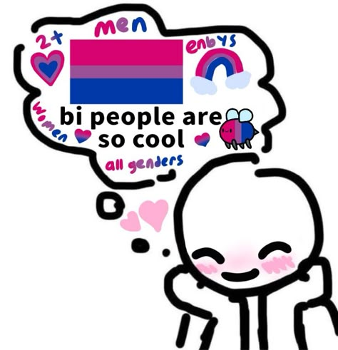 Bisexual is attraction to more than one gender. Some bi people (like me) can be attracted to all genders, others aren't and that's ok. As long as you like more than one you can be bi What Is Bisexual, Little Cute Drawings, Can't Think Straight, Lgbtq Wallpapers, Pride Wallpapers, Cute Wolf Drawings, Lgbtq Quotes, Bisexual Pride Flag, Bi Flag