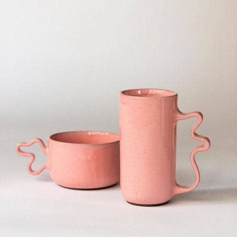 Wavy Mug, Slipcast Ceramics, Ceramics Mugs, Ceramics Ideas, Moscow Mule Mugs, Mug, Ceramics, Tableware, Pink