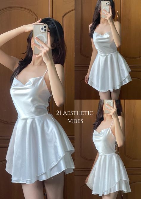 Cute White Dress, Gowns Dresses Elegant, Clothes Korean Style, Trendy Dress Outfits, Korean Fashion Dress, Quick Outfits, Fashionista Clothes, Simple Trendy Outfits, Modest Fashion Outfits