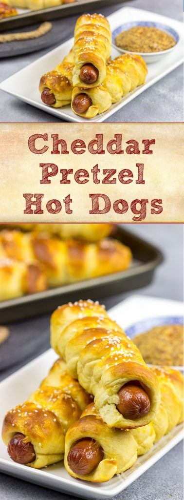 Cheddar Pretzel Hot Dogs Pretzel Hot Dogs, Pretzel Dogs, Pretzel Dough, Grilling Hot Dogs, Baking Soda Bath, Soft Pretzel, Chili Dogs, Tailgating Recipes, Quick Dinners